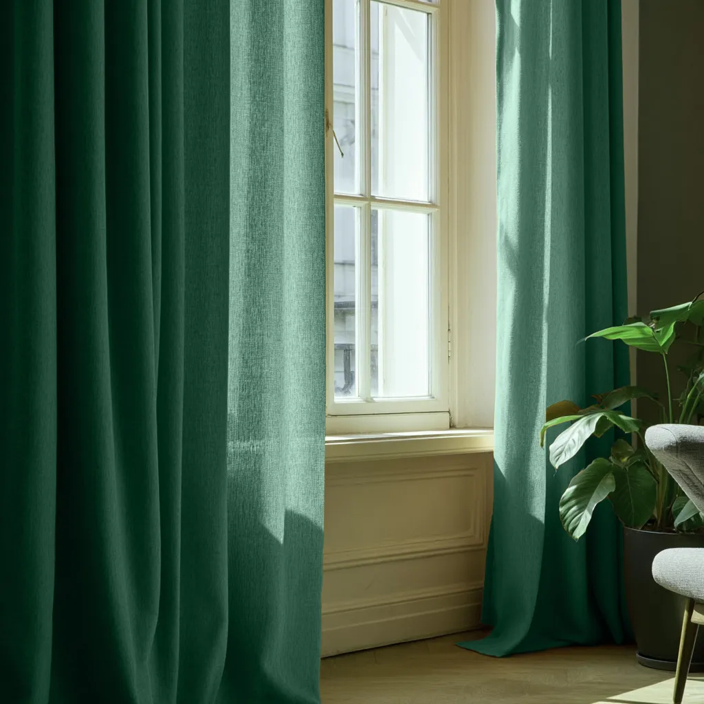 Curtains - Curtain in Linen Imitation Andrada (dark green)