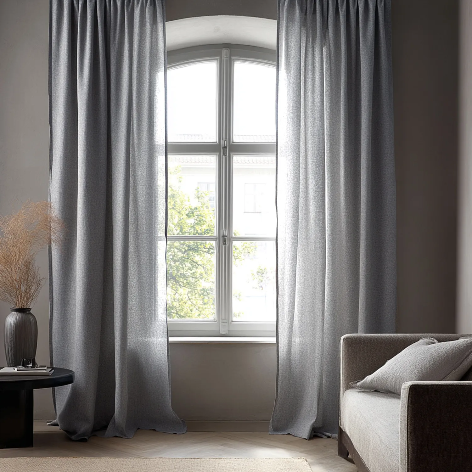 Curtains - Linen curtain Cosmina (dark gray)
