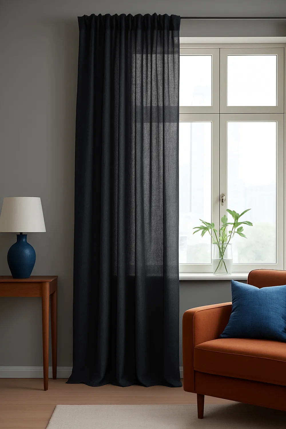 Curtains - Linen curtain Cosmina (black)