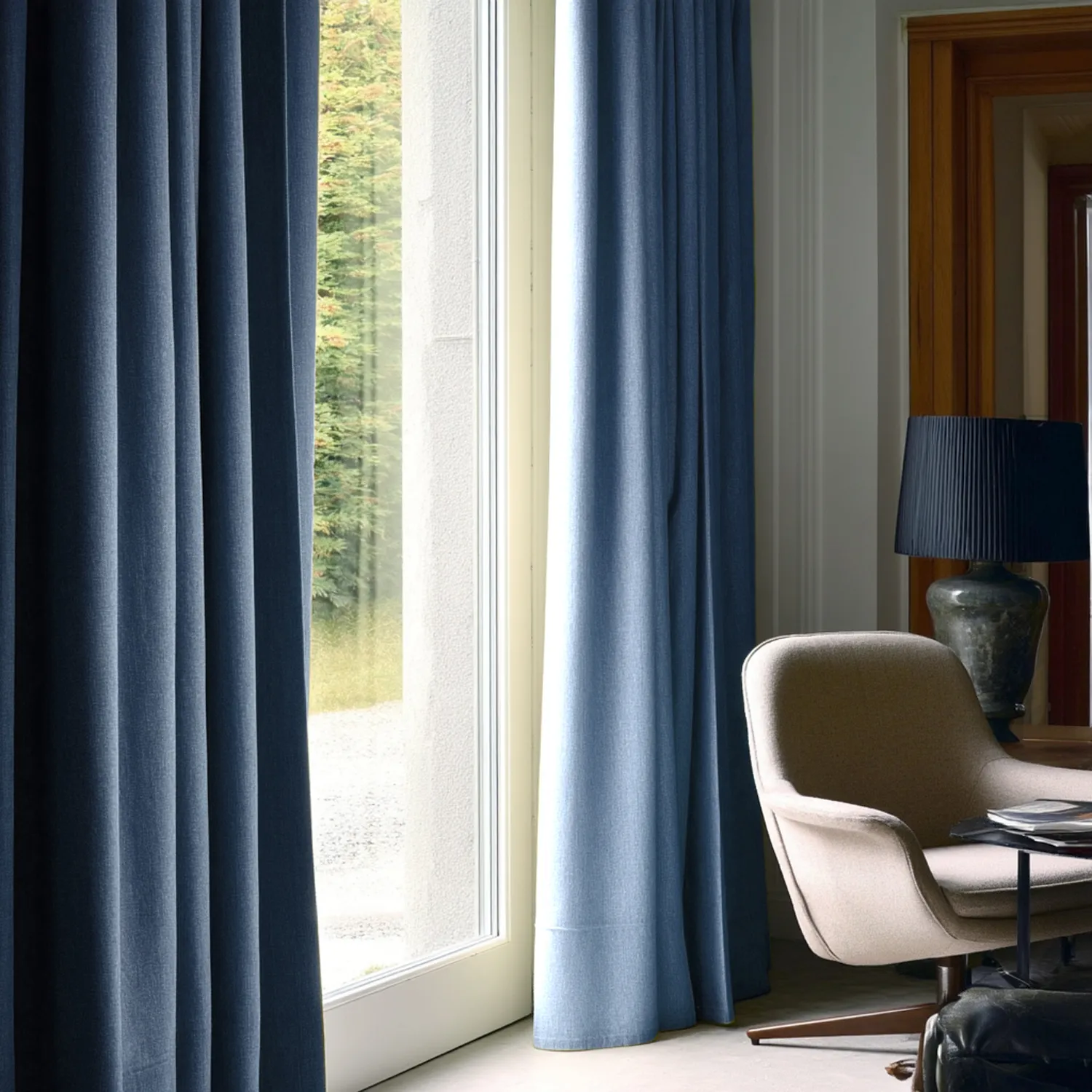 Curtains - Linen curtain Melania (dark blue)