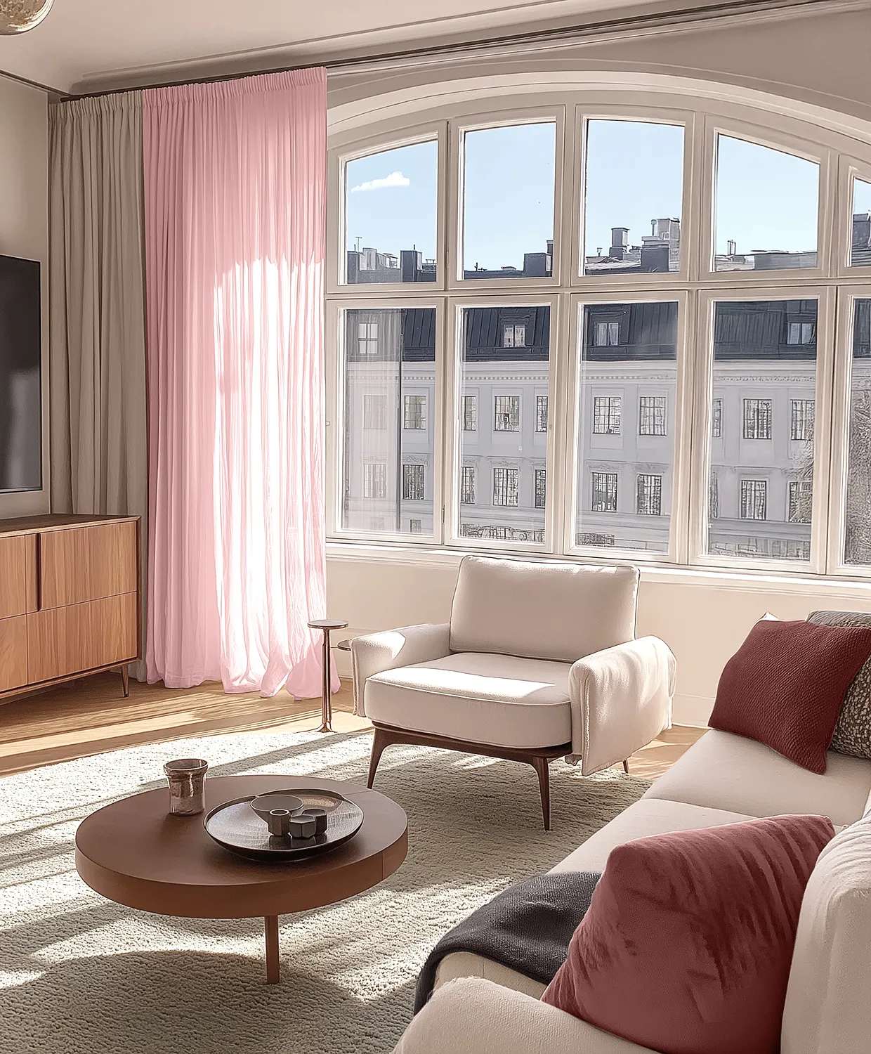 Curtains - Lace curtain Hilma (pink)