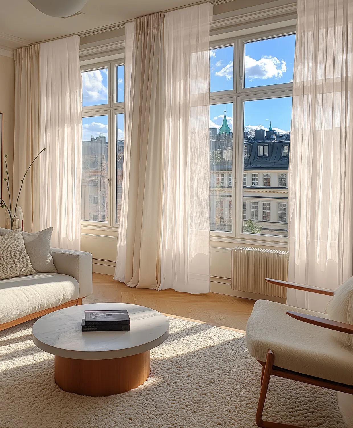 Curtains - Lace curtain Hilma (light beige)