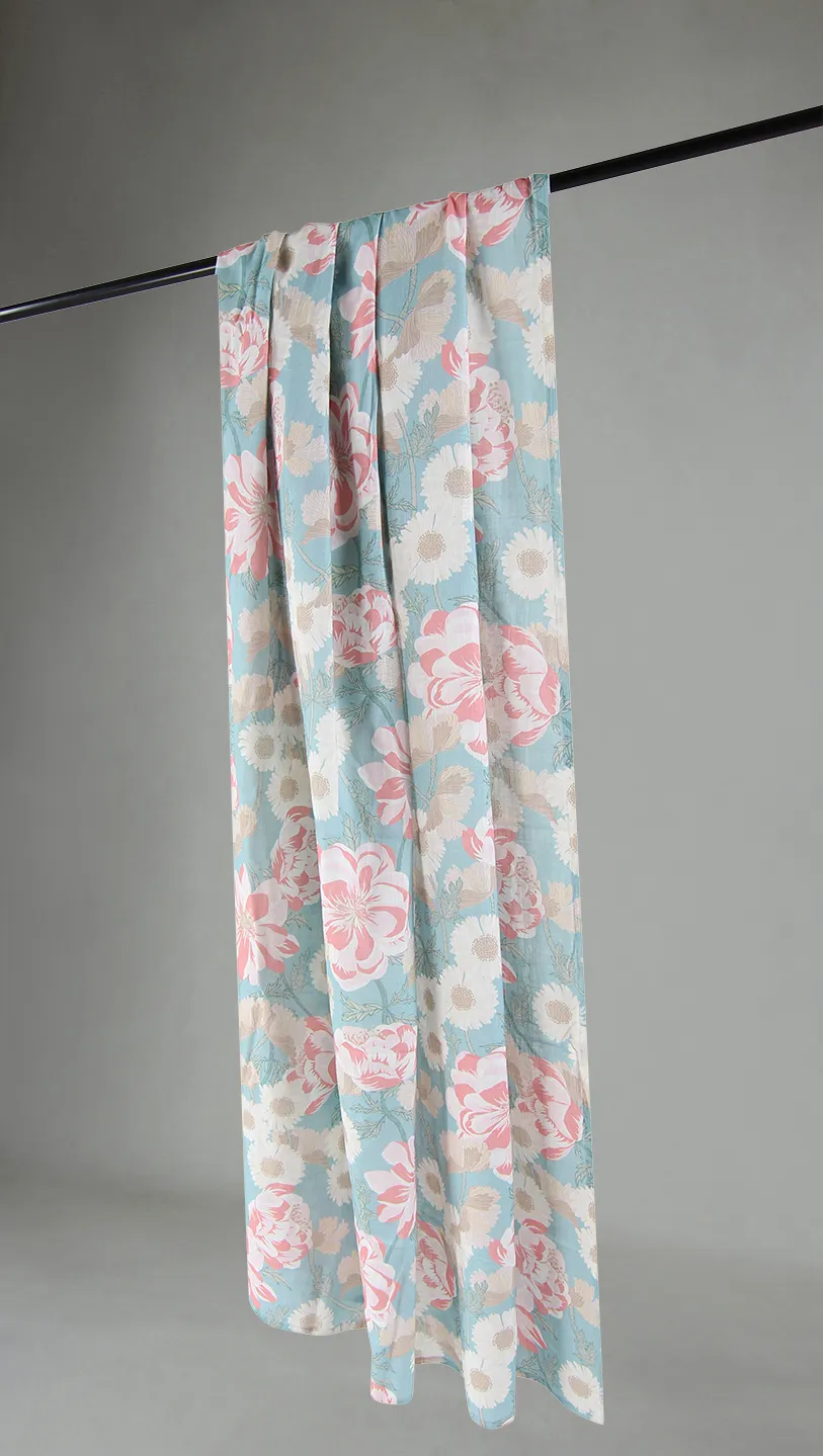 Curtains - Cotton curtain Serena (turquoise/pink)