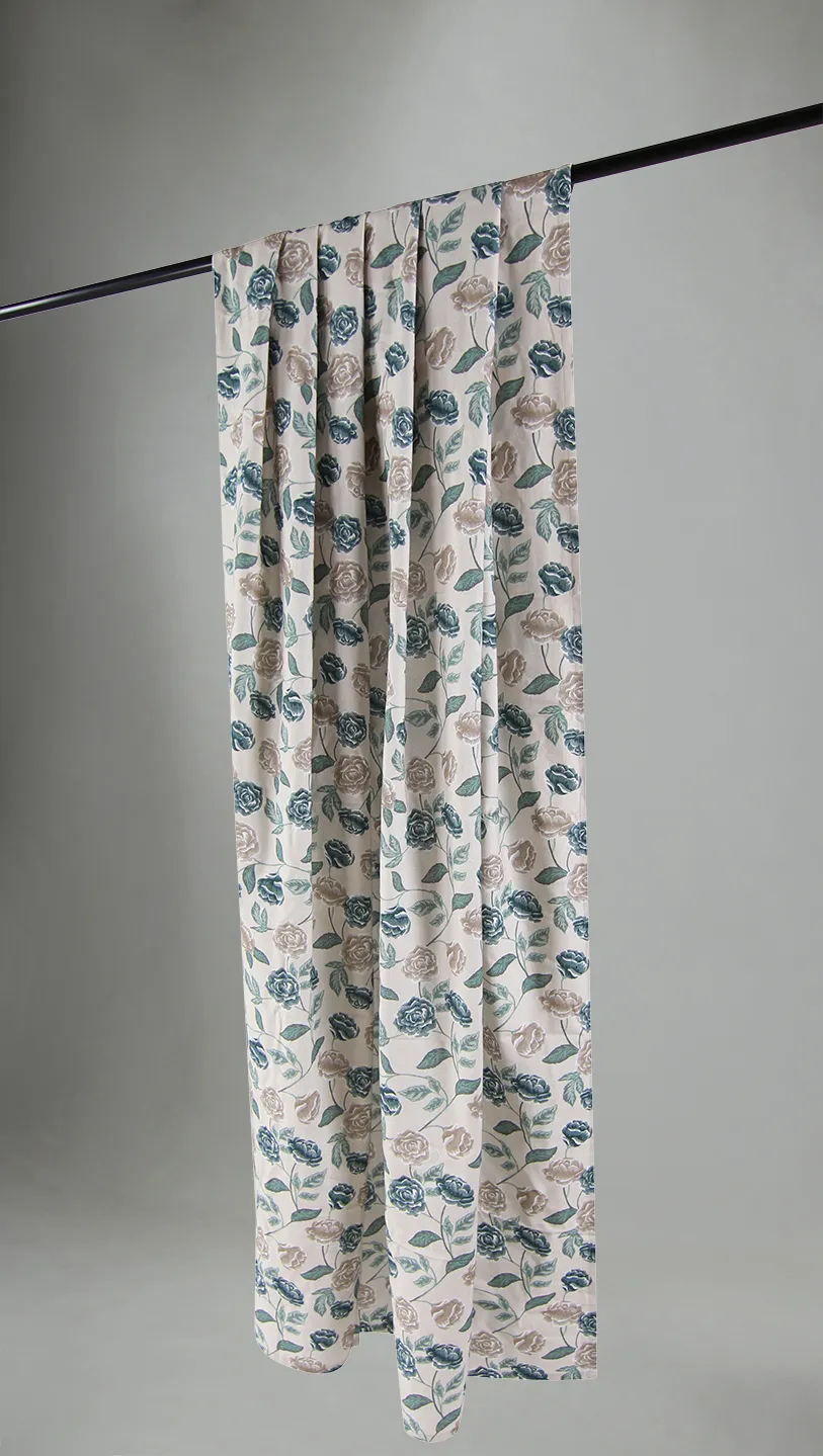 Curtains - Cotton curtain Wreath (blue)