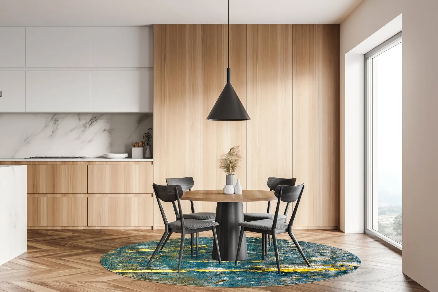 Round rug - Mira (yellow-blue)