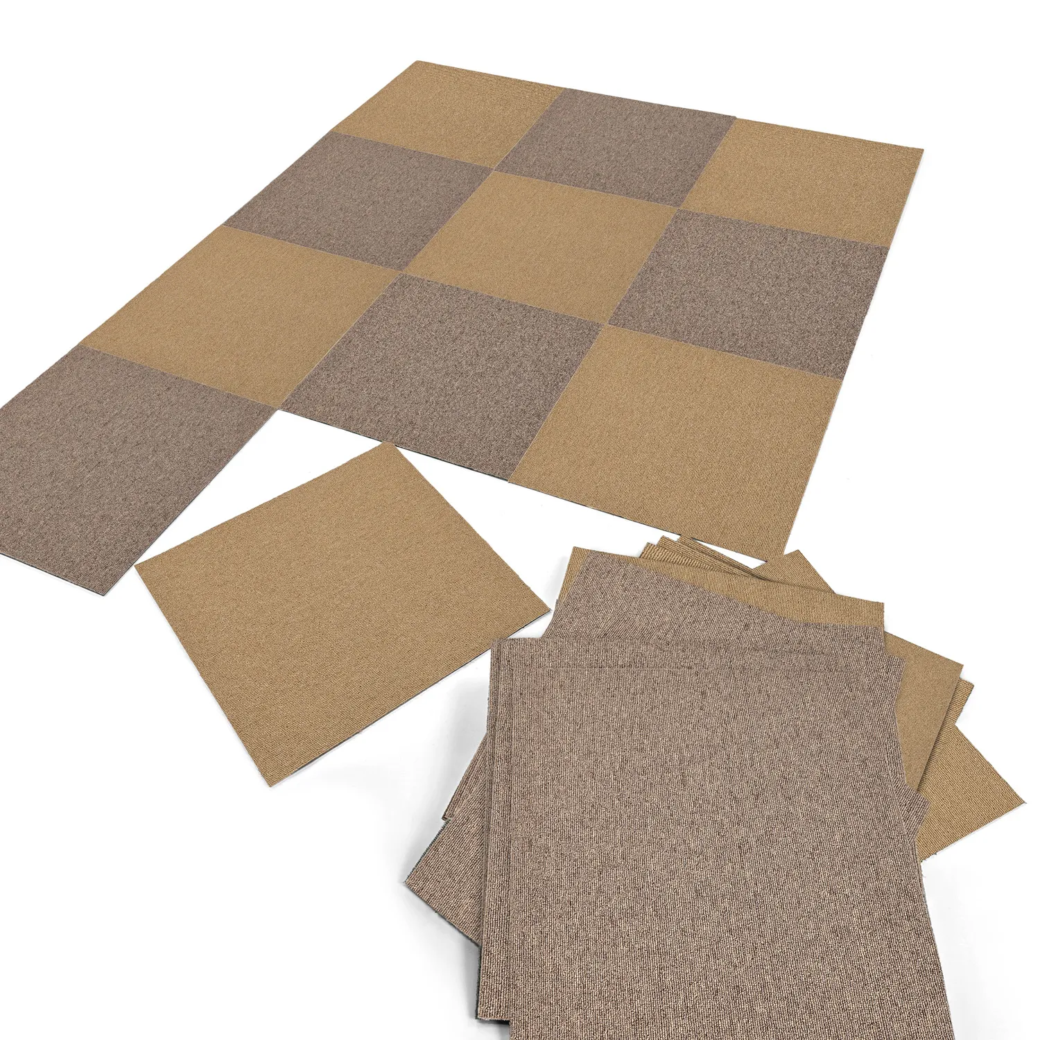 Wall-to-wall carpet - Almeria Carpet tiles 24 pcs (beige)