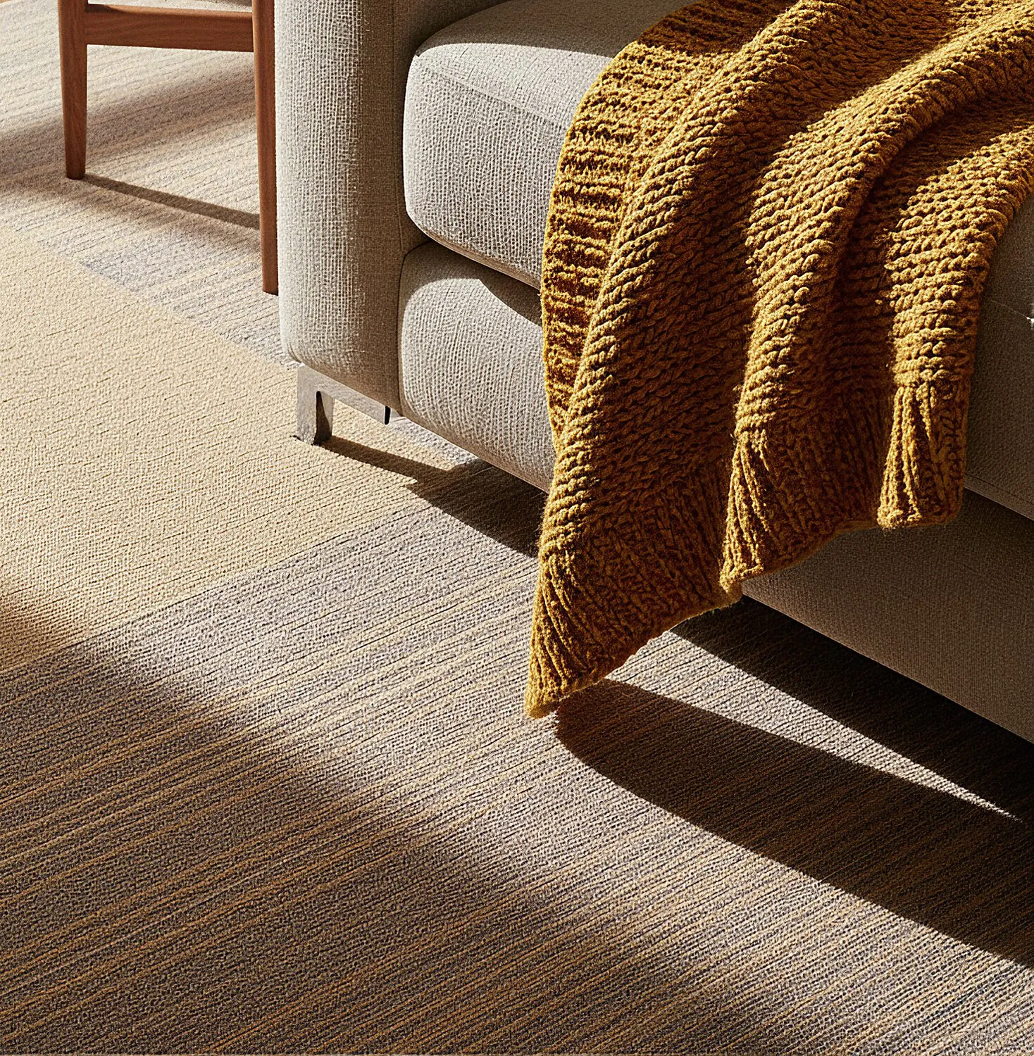 Wall-to-wall carpet - Almeria Carpet tiles 24 pcs (irregularly striped brown)