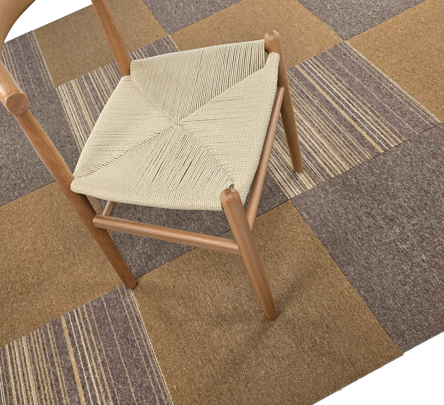 Wall-to-wall carpet - Almeria Carpet tiles 24 pcs (irregularly striped brown)