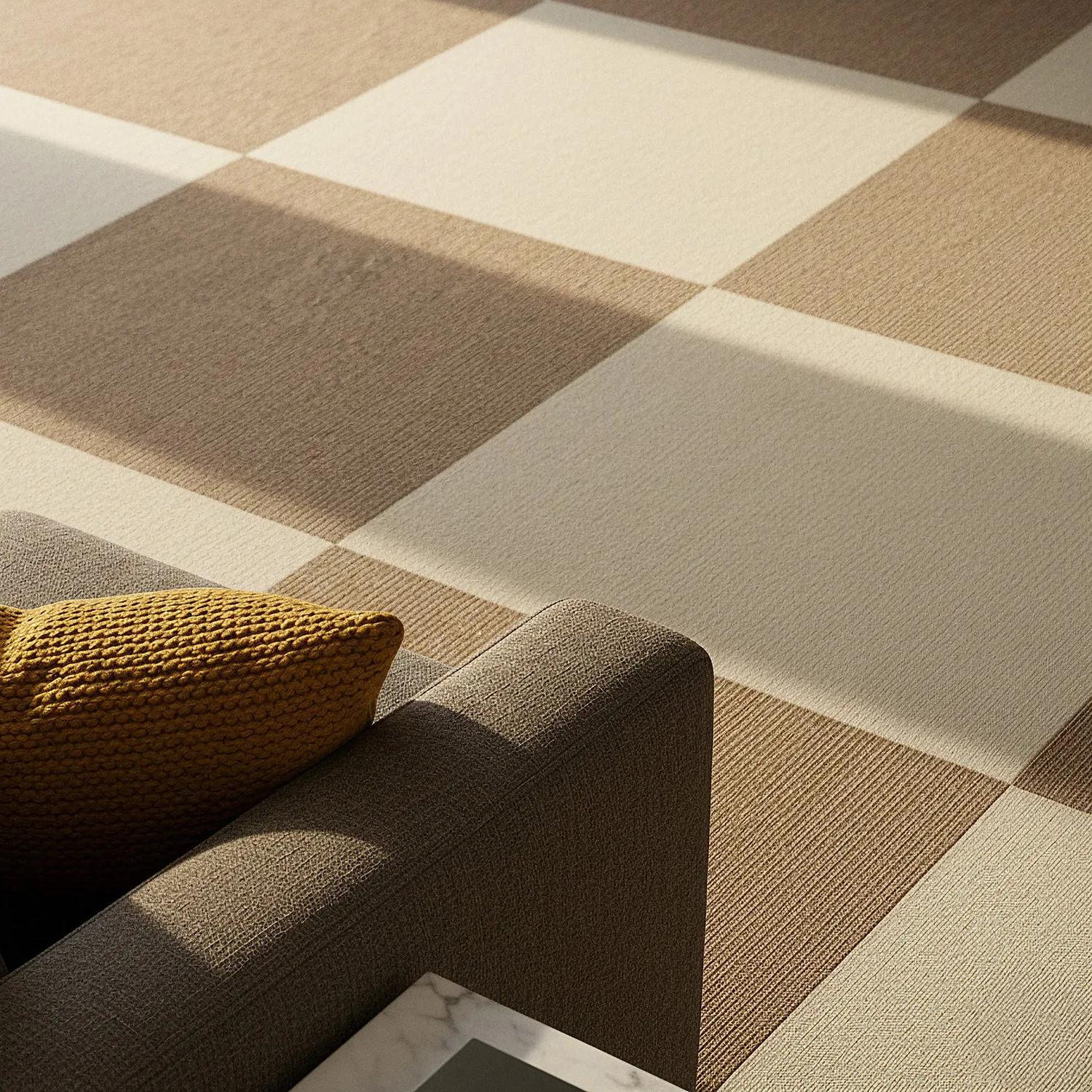 Wall-to-wall carpet - Almeria Carpet tiles 24 pcs (striped brown)