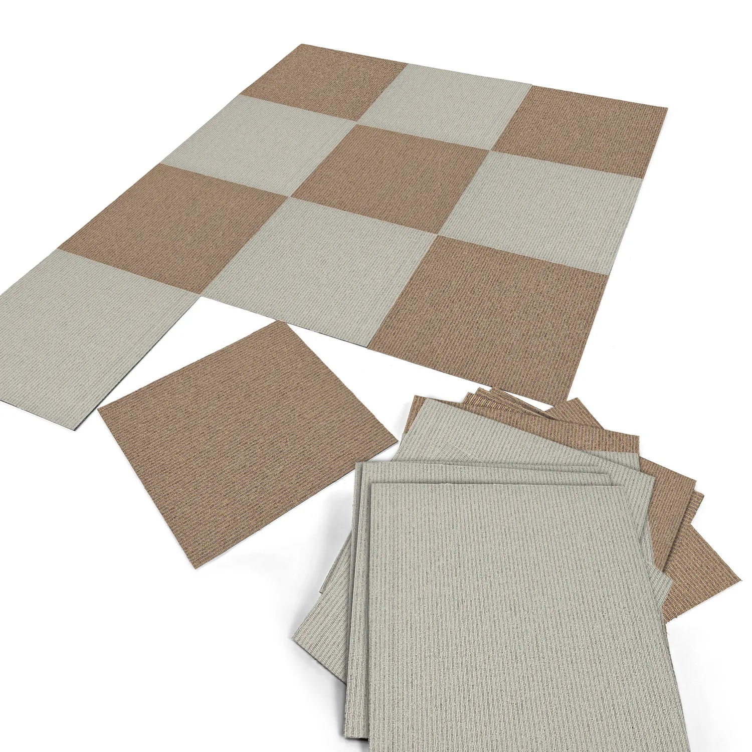 Wall-to-wall carpet - Almeria Carpet tiles 24 pcs (striped brown)