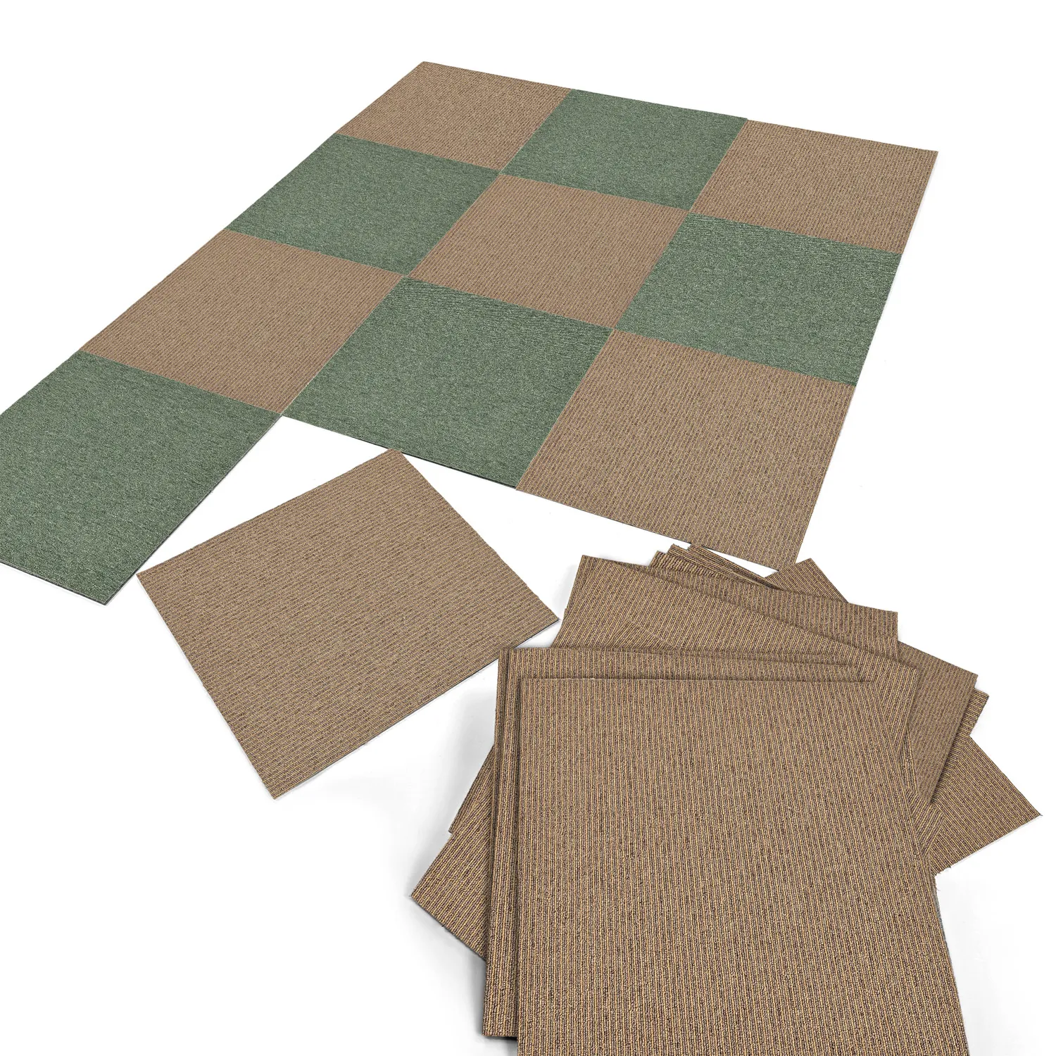 Wall-to-wall carpet - Almeria Carpet tiles 24 pcs (striped brown)