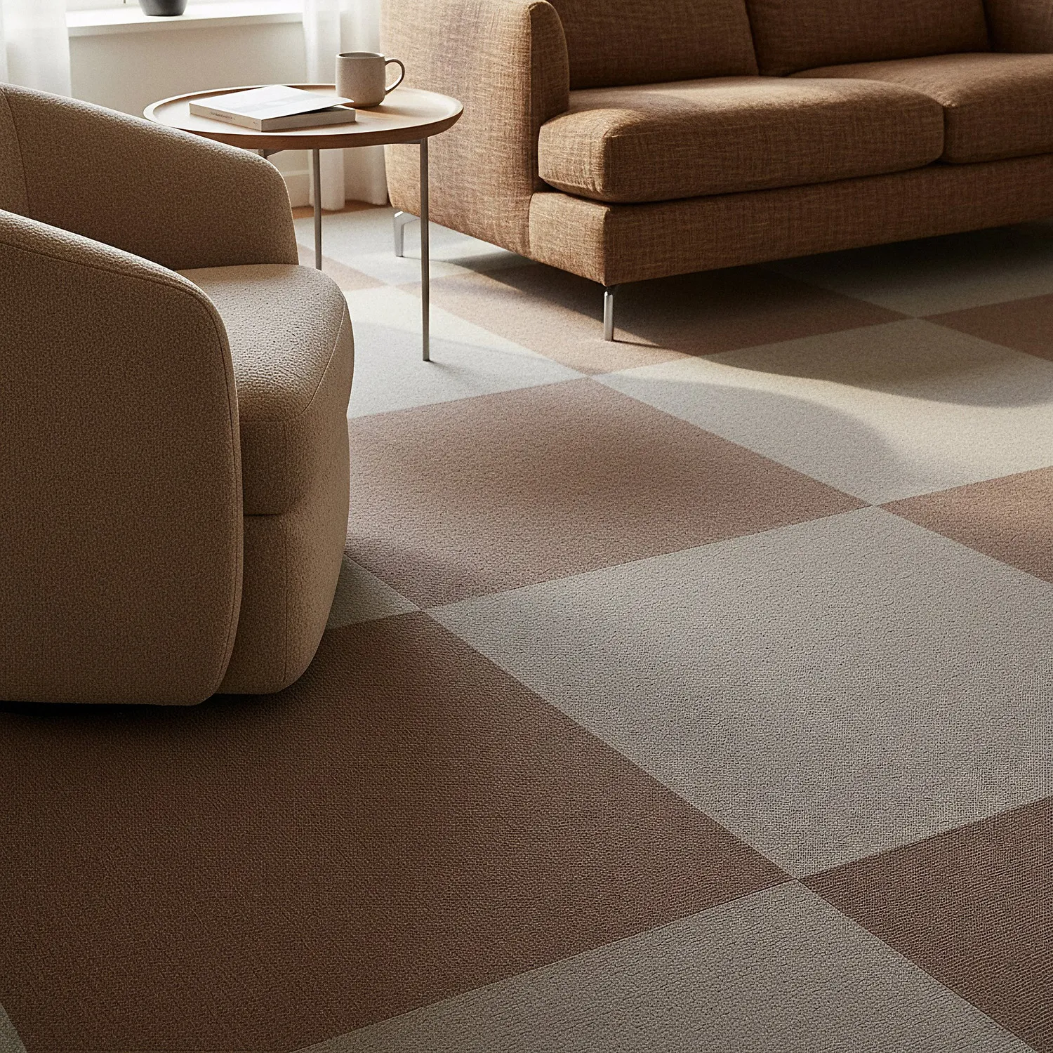 Wall-to-wall carpet - Almeria Carpet tiles 24 pcs (brown)