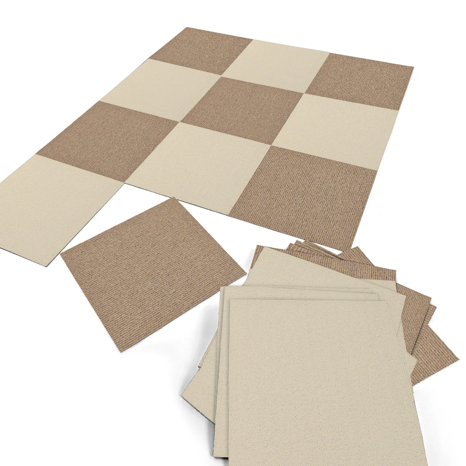 Wall-to-wall carpet - Almeria Carpet tiles 24 pcs (cream)