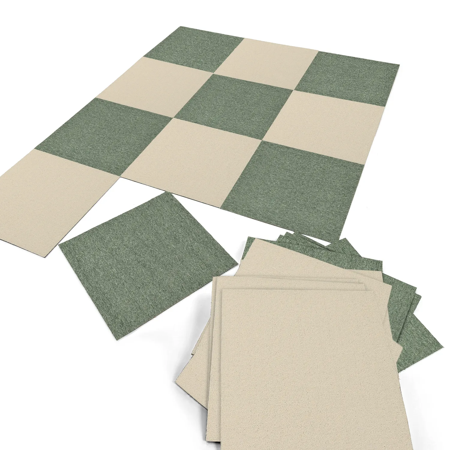 Wall-to-wall carpet - Almeria Carpet tiles 24 pcs (cream)