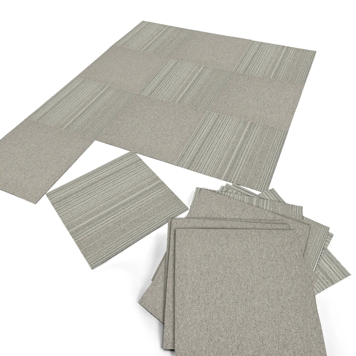 Wall-to-wall carpet - Almeria Carpet tiles 24 pcs (irregularly striped grey)