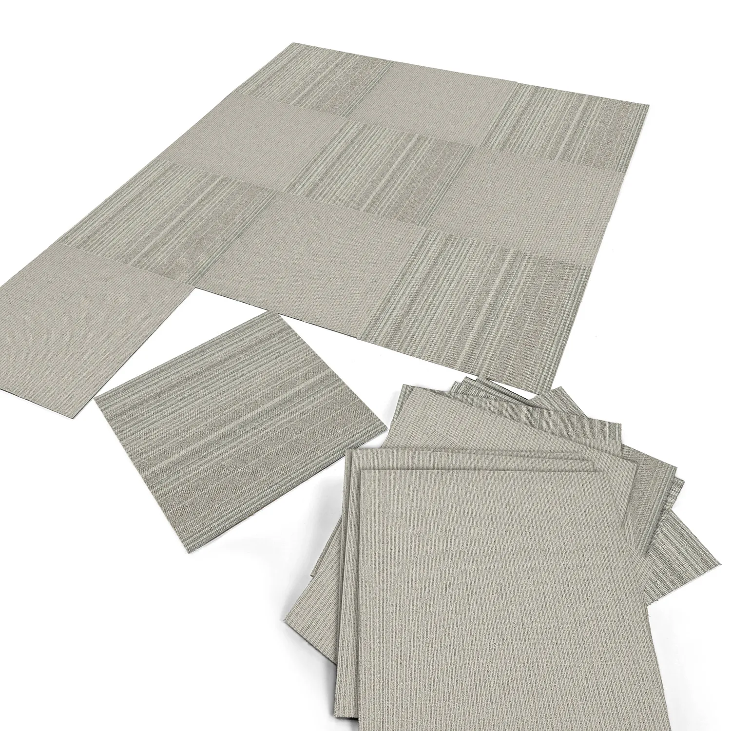 Wall-to-wall carpet - Almeria Carpet tiles 24 pcs (striped grey)