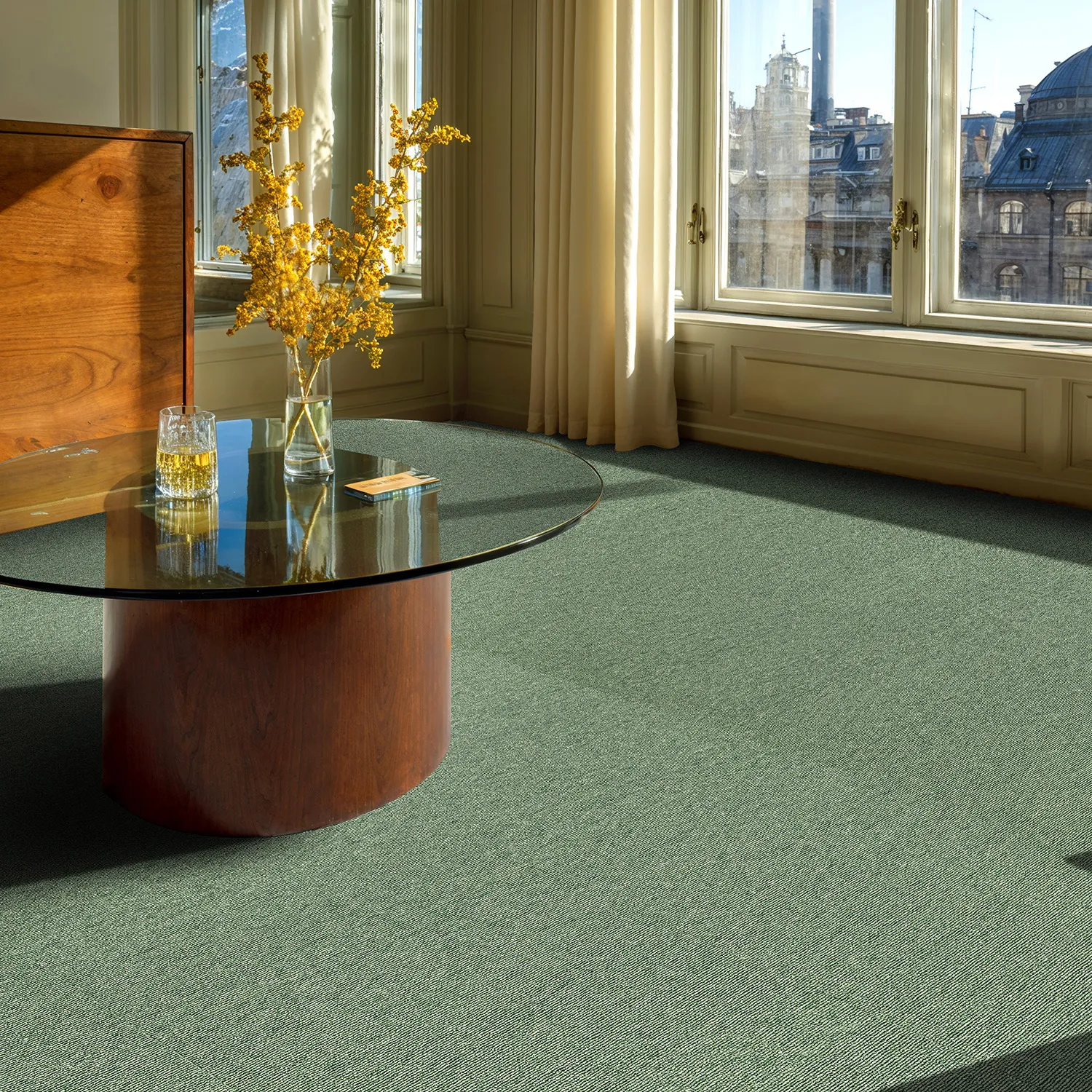 Wall-to-wall carpet - Almeria Carpet tiles 24 pcs (green)