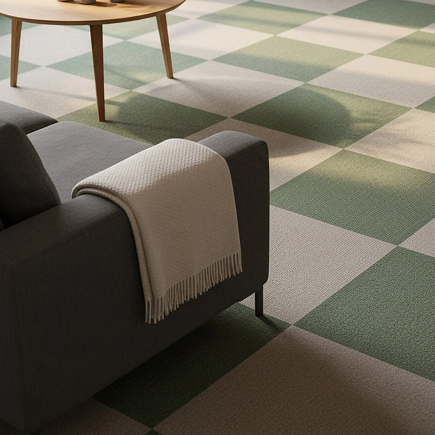 Wall-to-wall carpet - Almeria Carpet tiles 24 pcs (green)