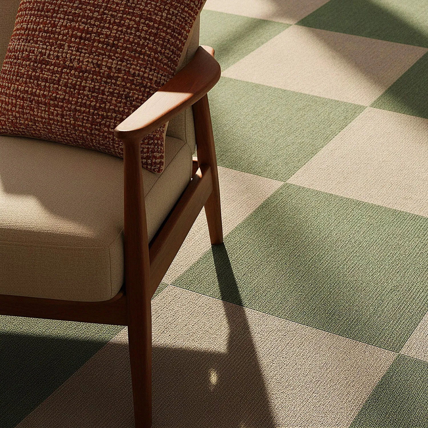 Wall-to-wall carpet - Almeria Carpet tiles 24 pcs (green)