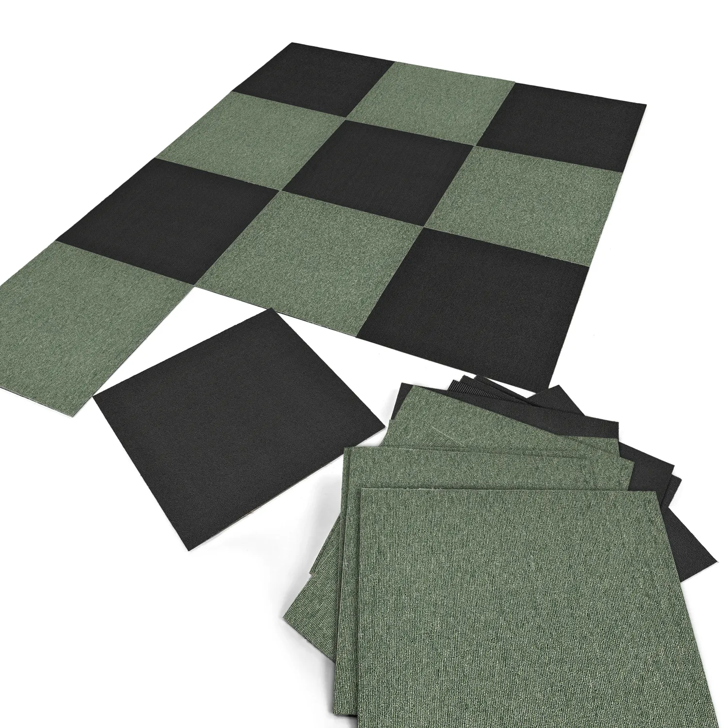 Wall-to-wall carpet - Almeria Carpet tiles 24 pcs (black)
