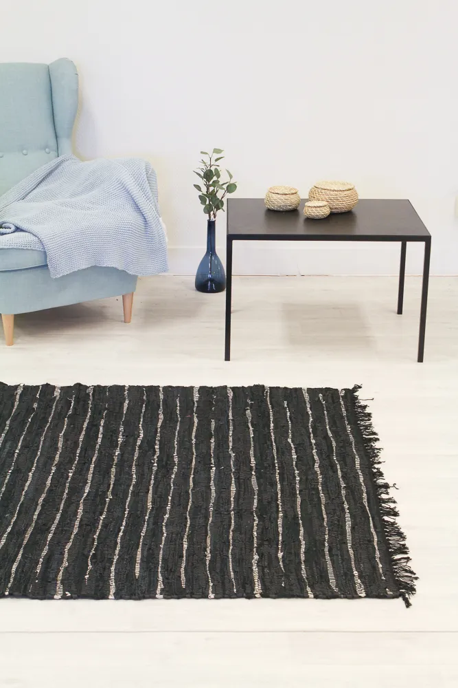 Rag rug - Nordal Design (black 100% leather)