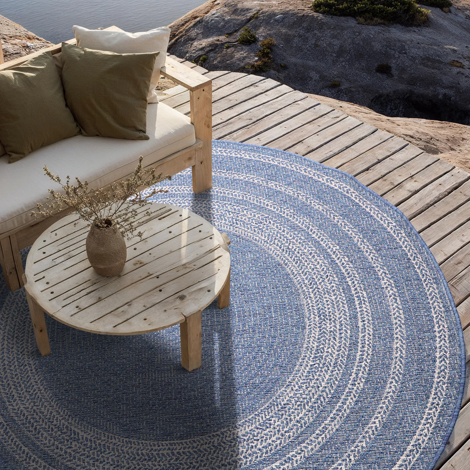 Round rug - Indoor/Outdoor Angus (blue)
