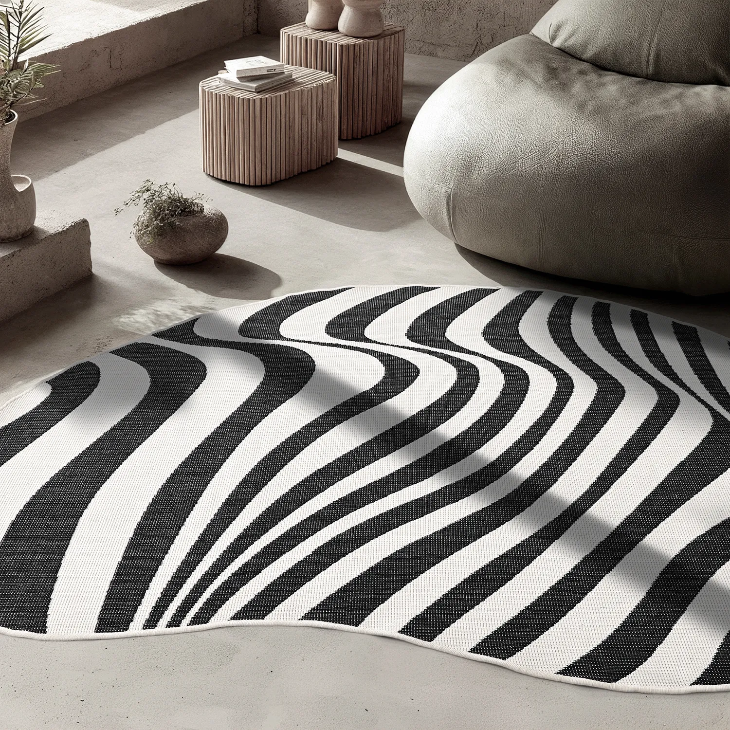 Indoor/Outdoor rug - utomhusmatta - Remina (black/white)