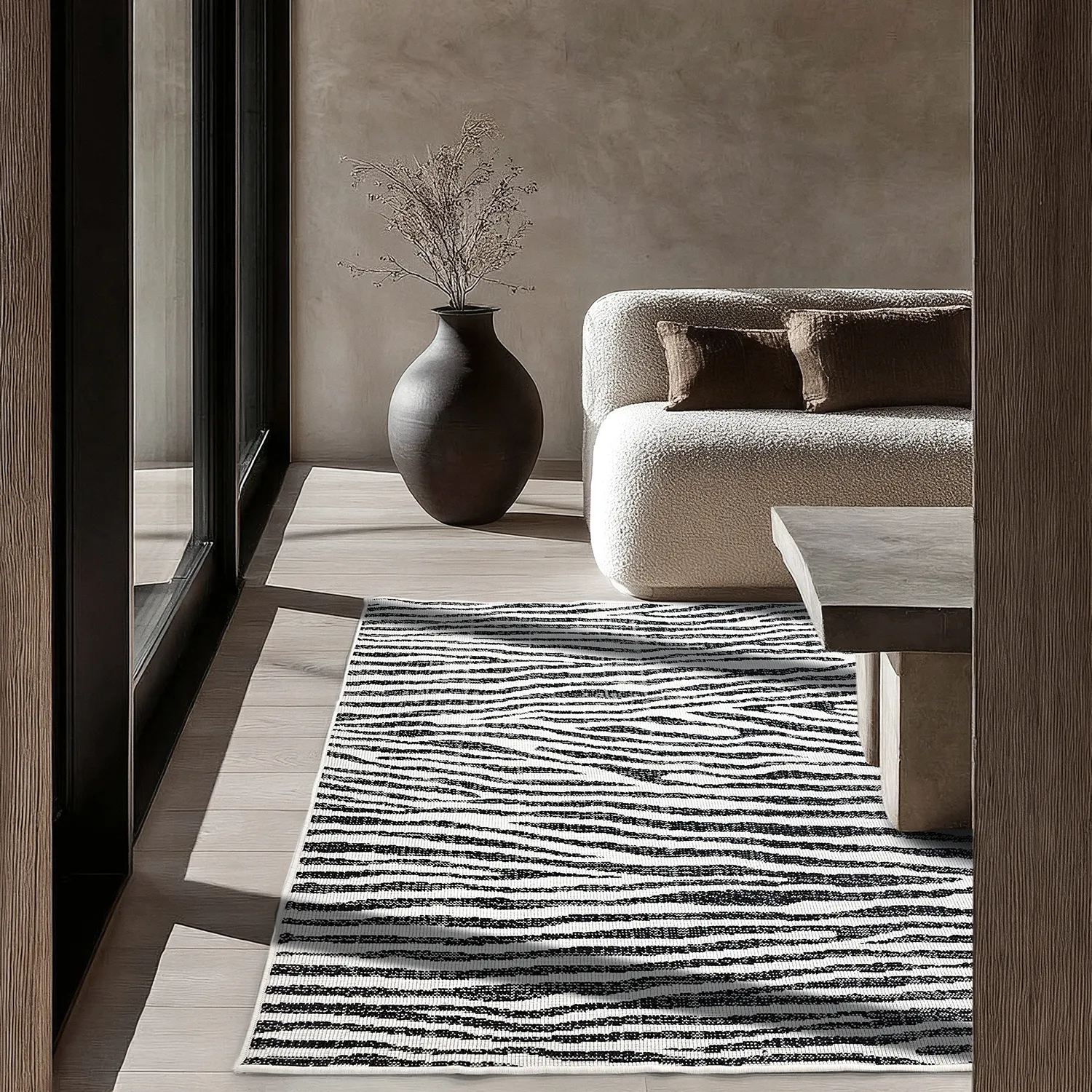 Indoor/Outdoor rug - utomhusmatta - Vaura (black/white)