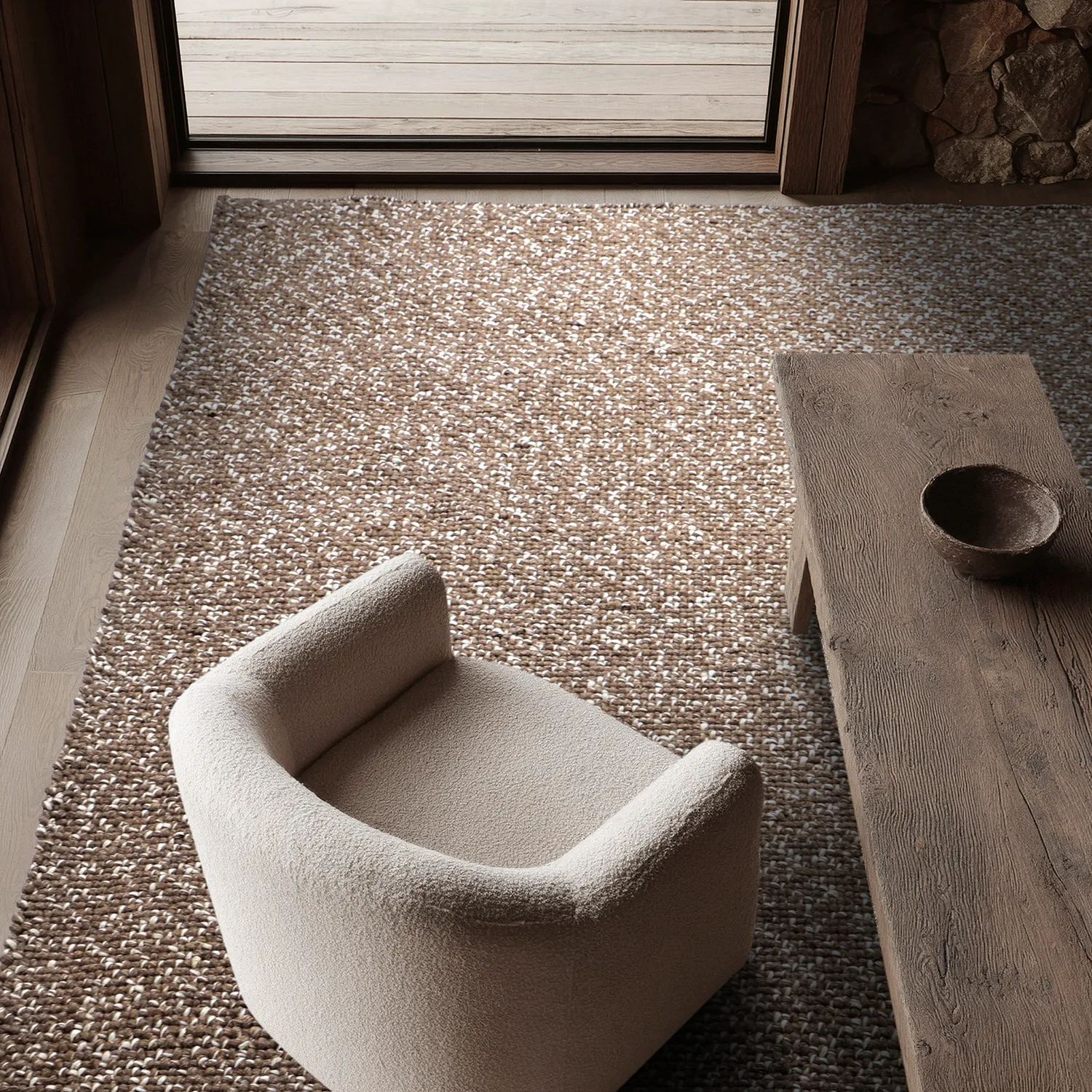 Indoor/Outdoor rug - Orta Wool Look (brown)
