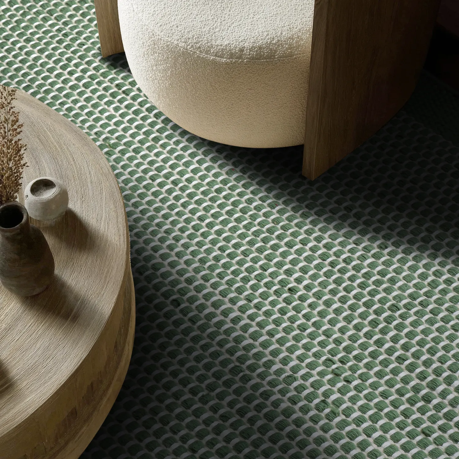 Indoor/Outdoor rug - Coastal Wool Look (green/white)