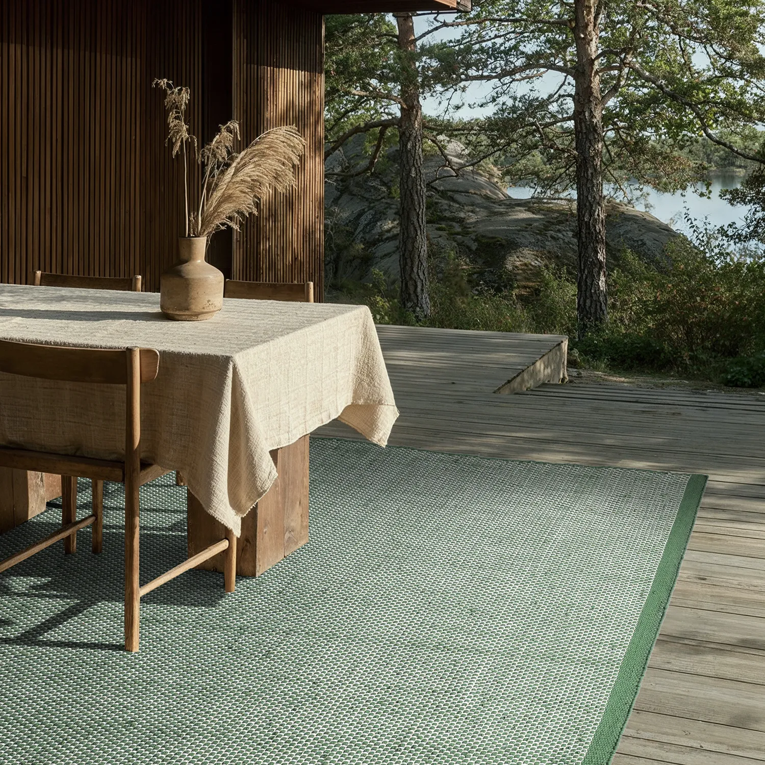 Indoor/Outdoor rug - Coastal Wool Look (green/white)