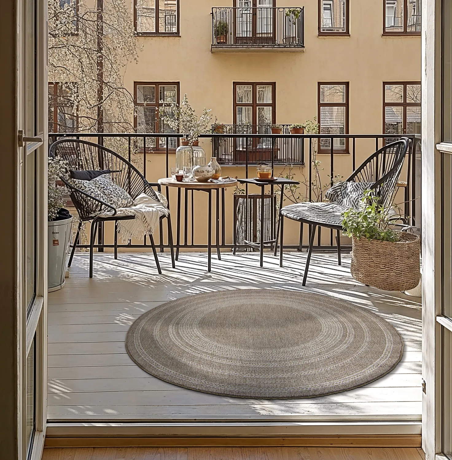 Round rug - Indoor/Outdoor Angus (beige)