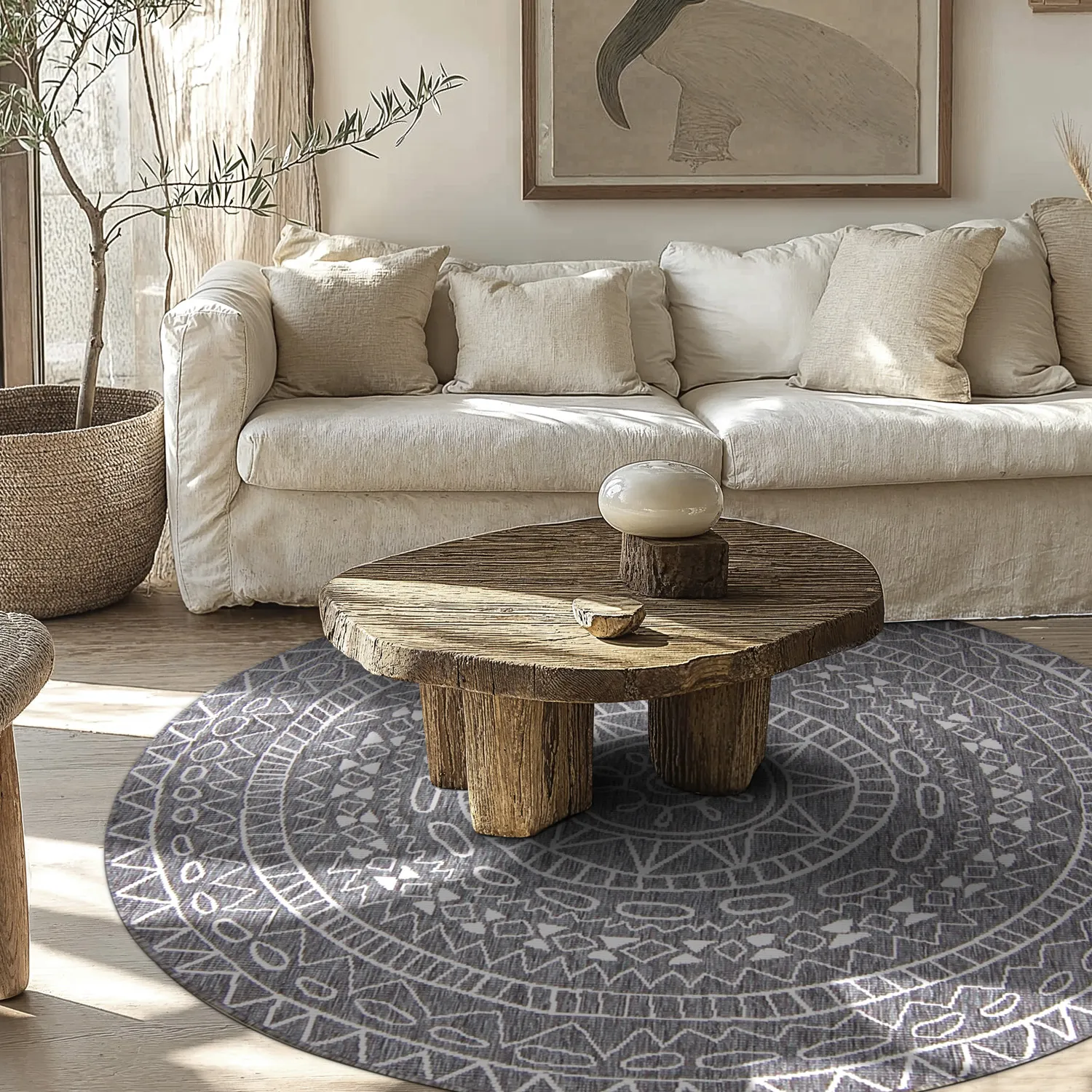 Round rug - Brussels Diamond (grey)