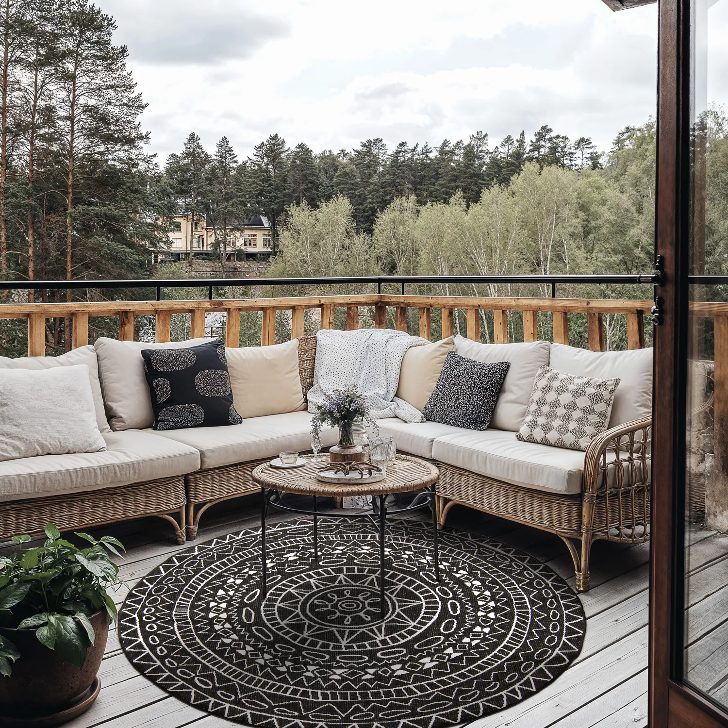 Round rug - Brussels Diamond (black)