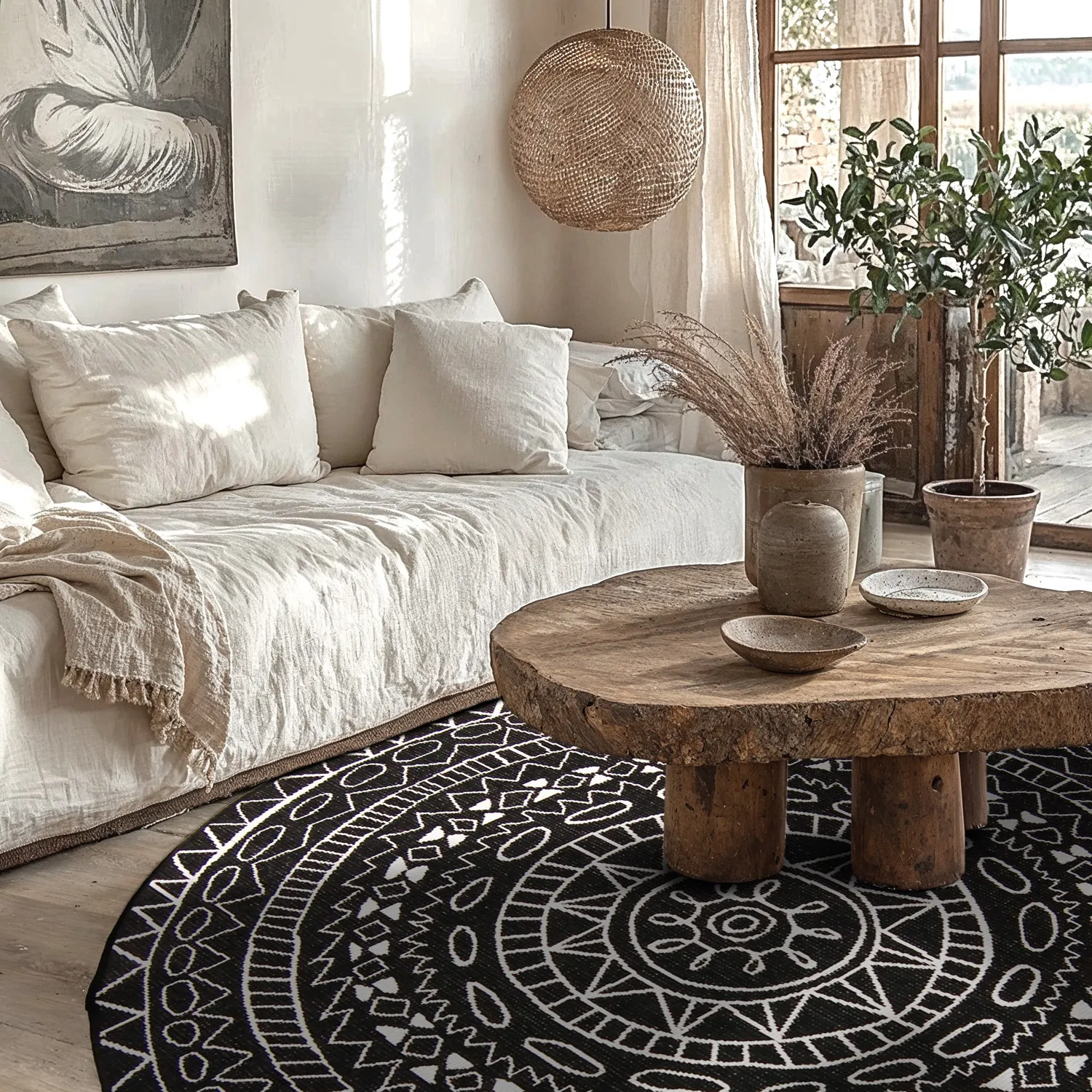 Round rug - Brussels Diamond (black)