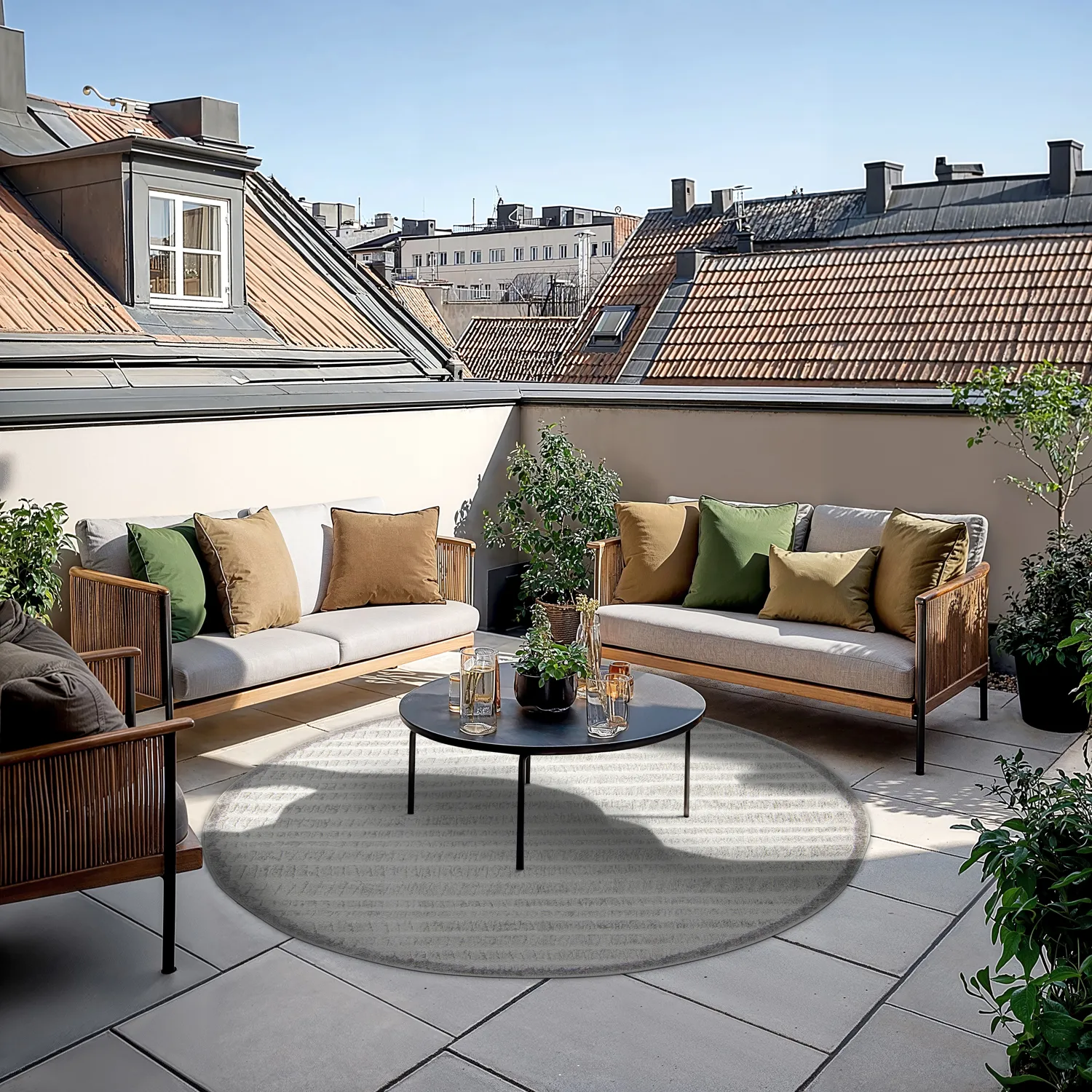 Round rug - Indoor/Outdoor Kendall (cream/grey)