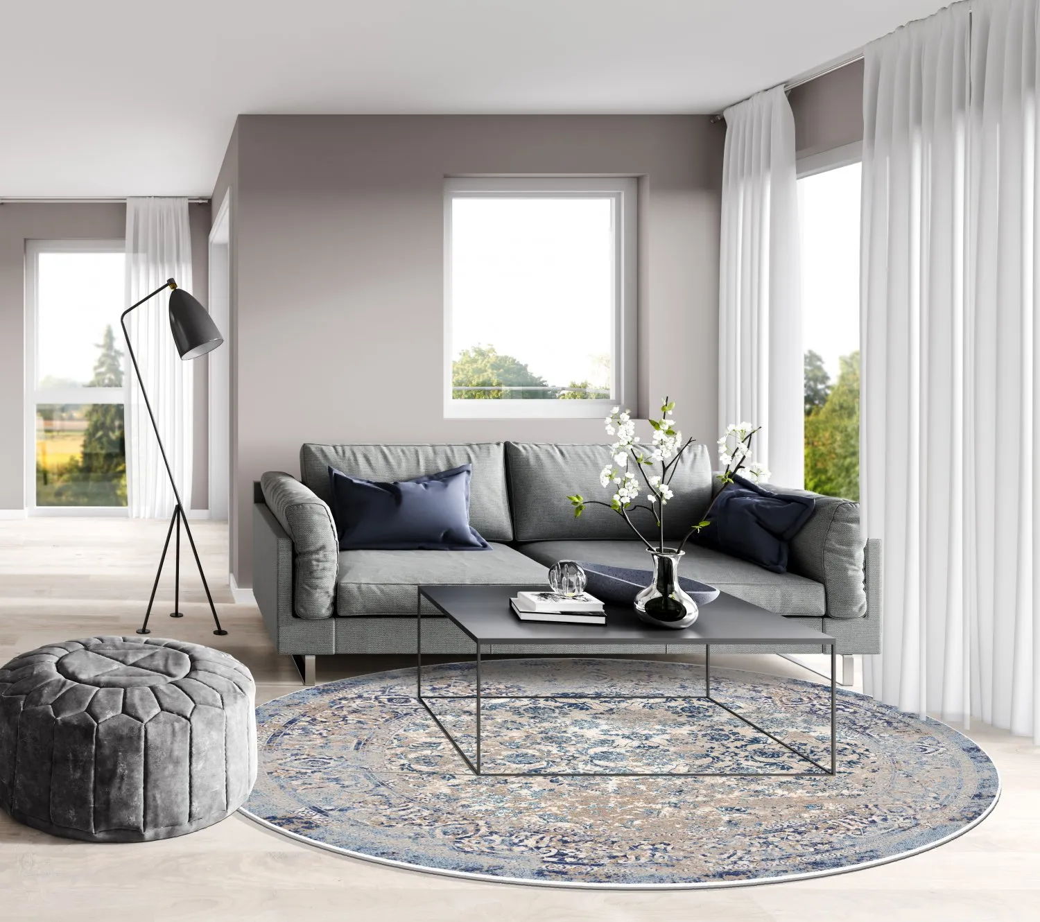Round rug - Denizli (blue)