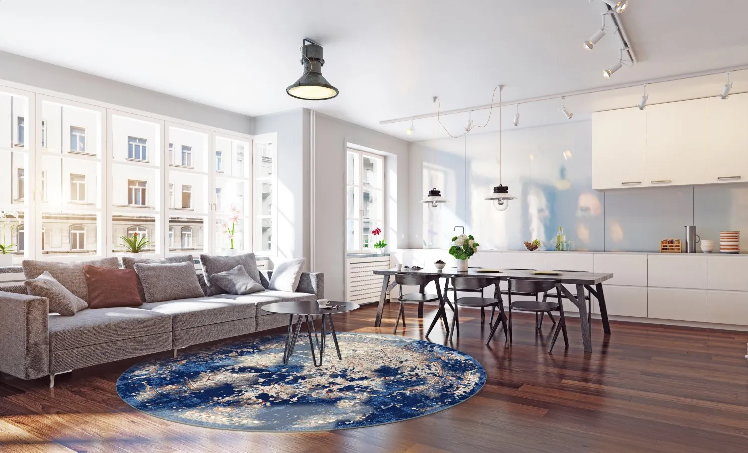 Round rug - Temima (blue)