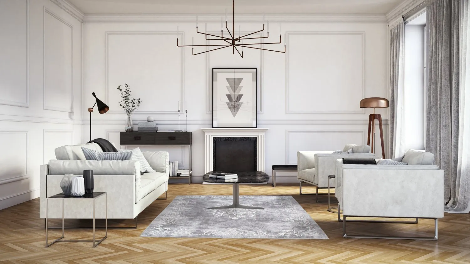 Wilton rug - Santi (grey/white)