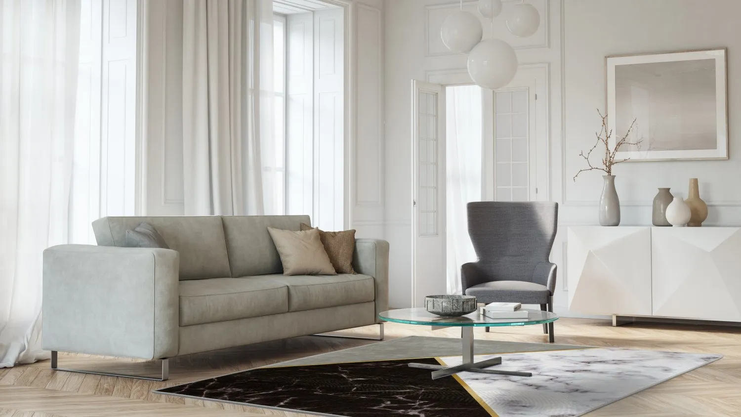 Wilton rug - Savino (black/white/grey)