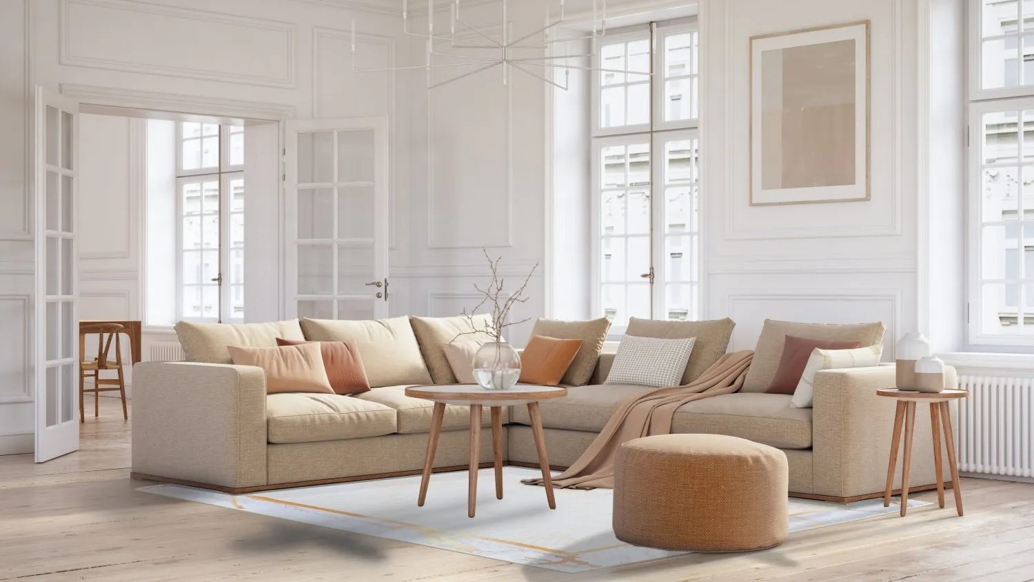 Wilton rug - Cerasia (beige/white/gold)
