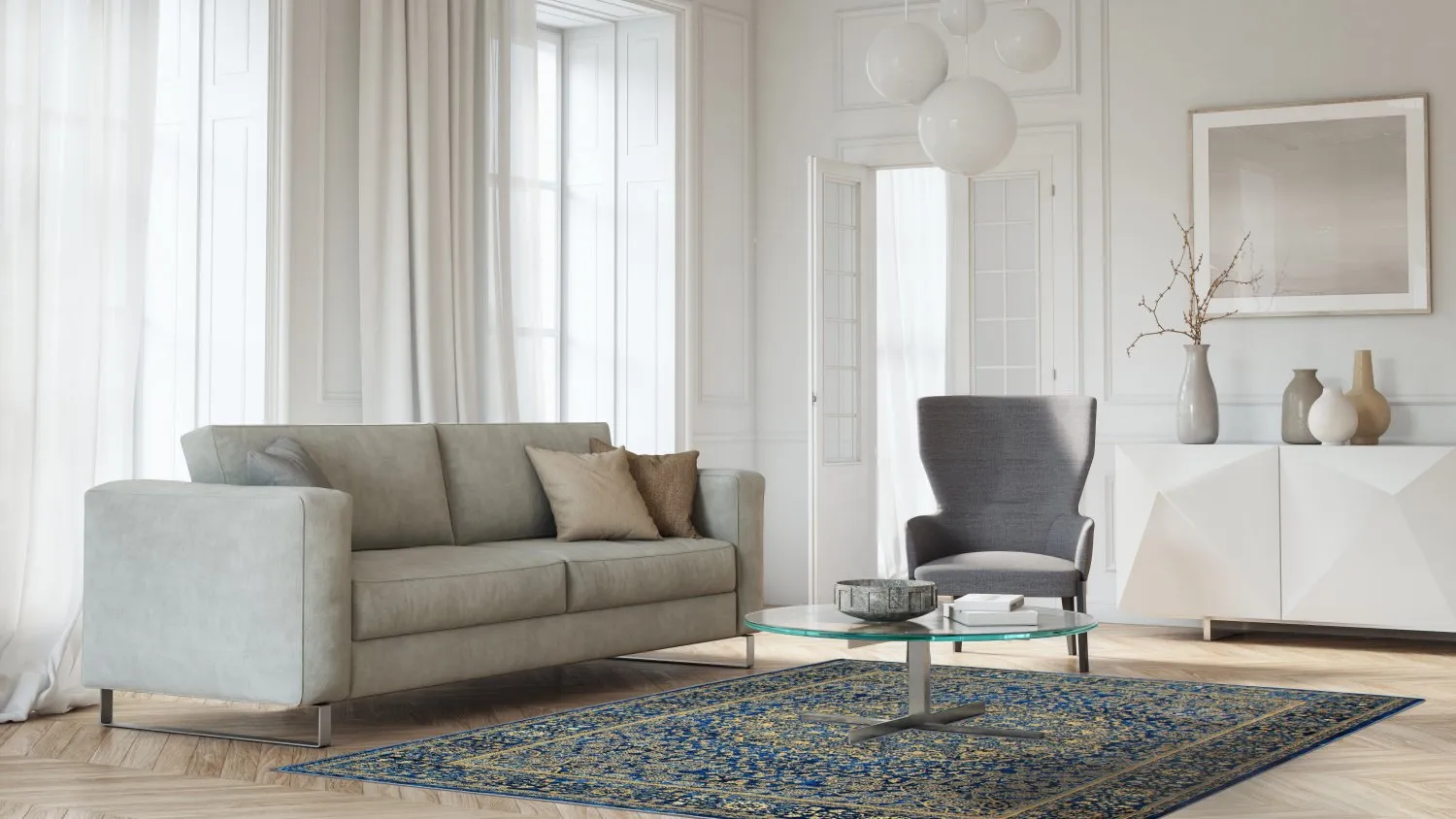 Wilton rug - Vinadio (blue/gold)