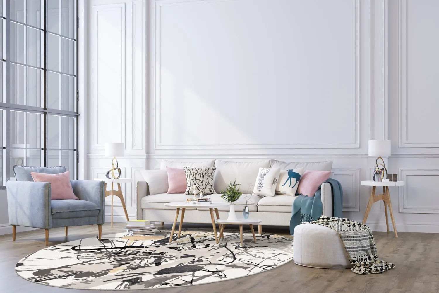 Round rug - Lawrance (grey/white)