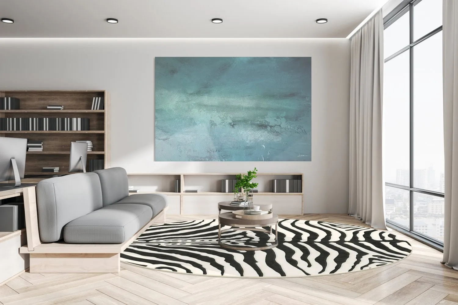 Round rug - Zebra (black/white)