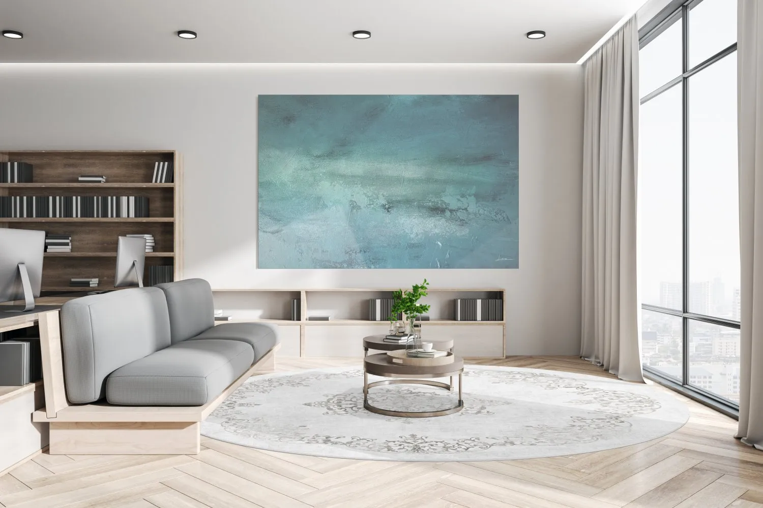 Round rug - Santi (light grey)