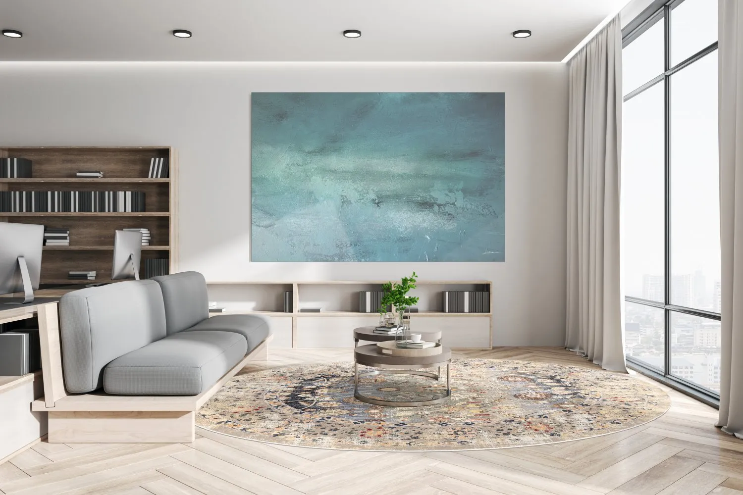 Round rug - Bouhjar (beige/multi)