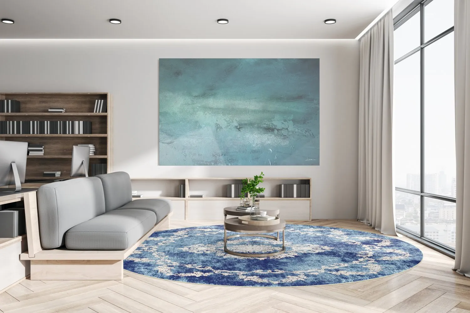 Round rug - Taknis (blue)