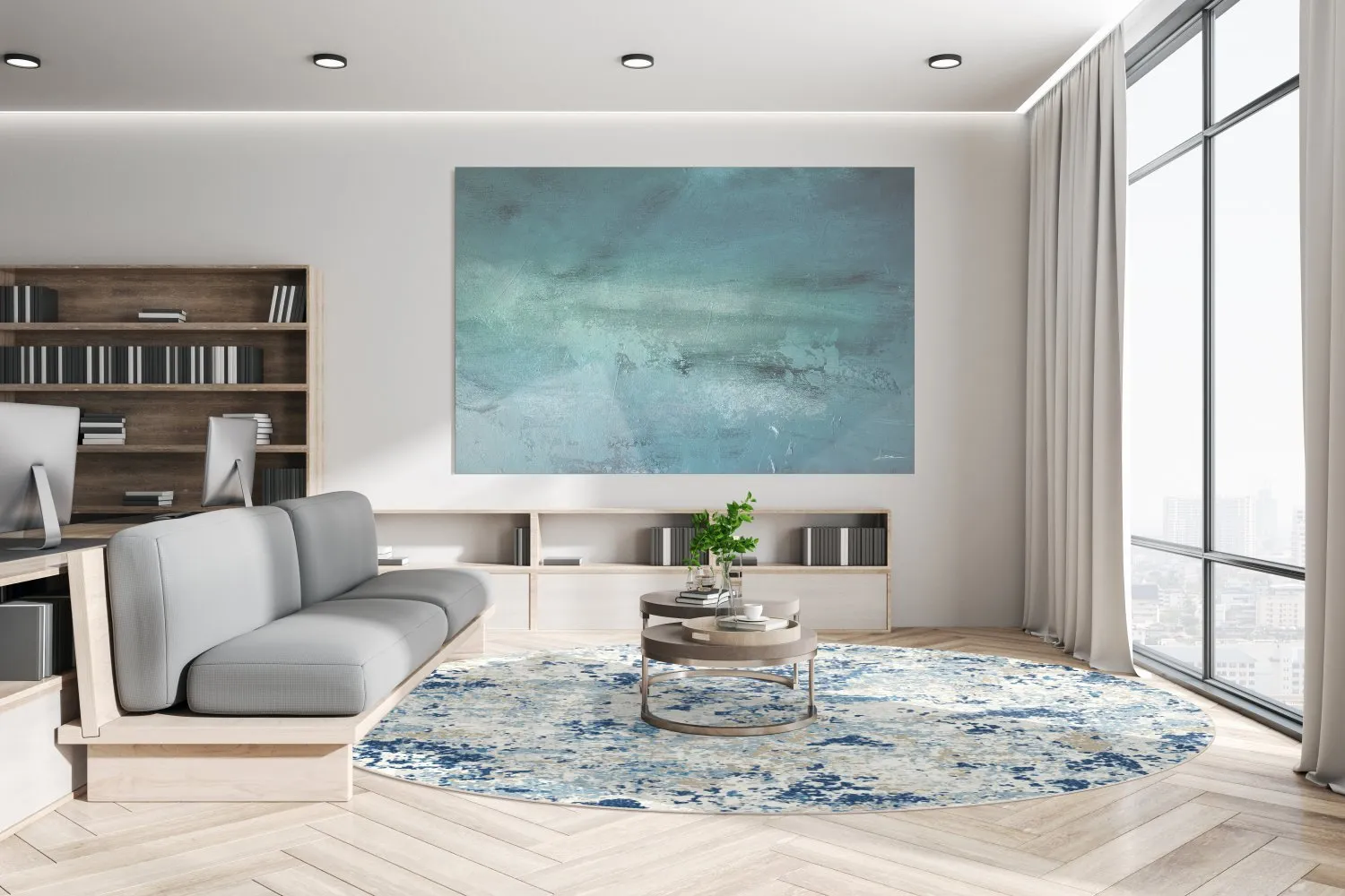 Round rug - Hiboun (blue)
