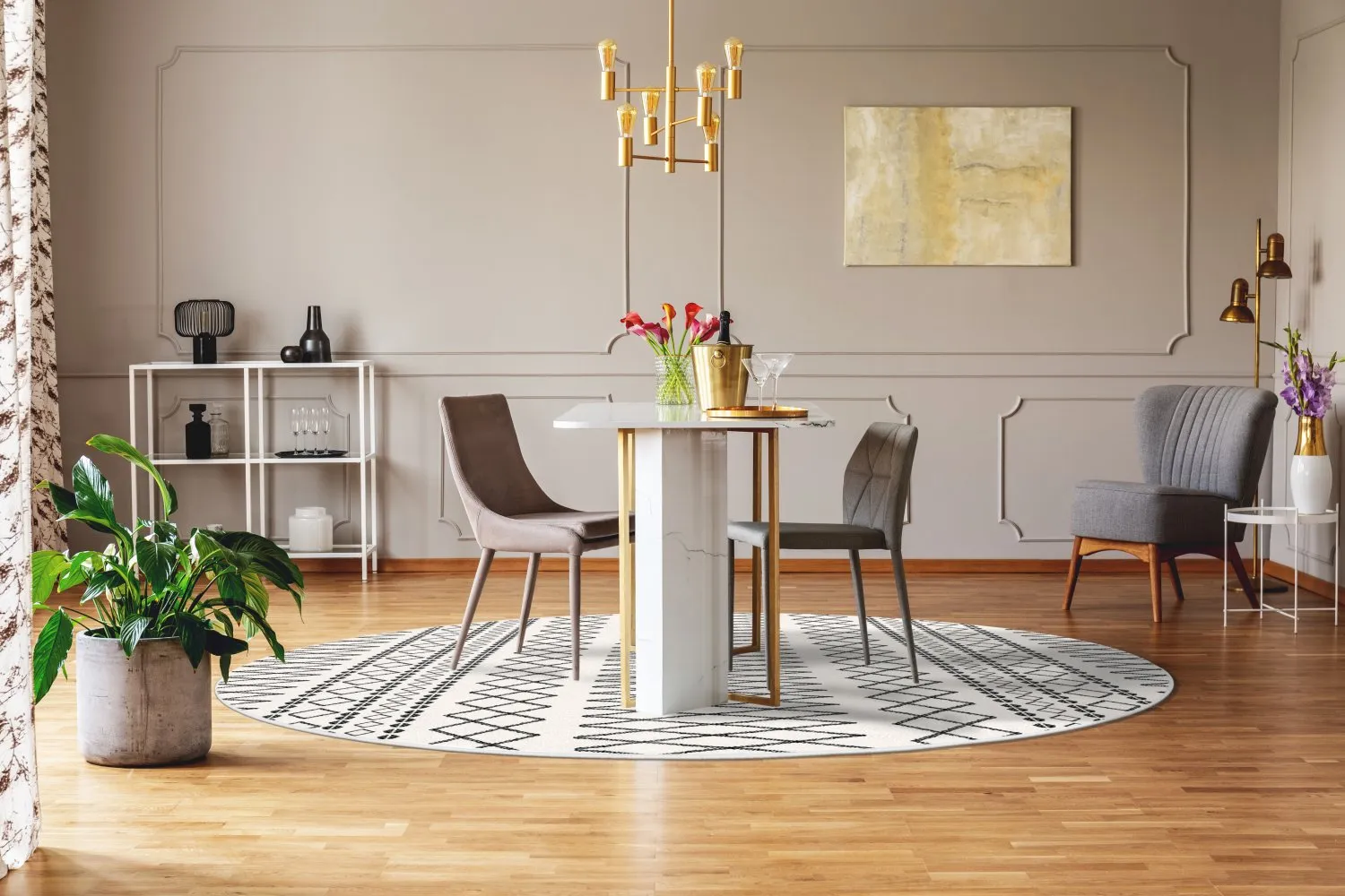 Round rug - Safi (black/white)