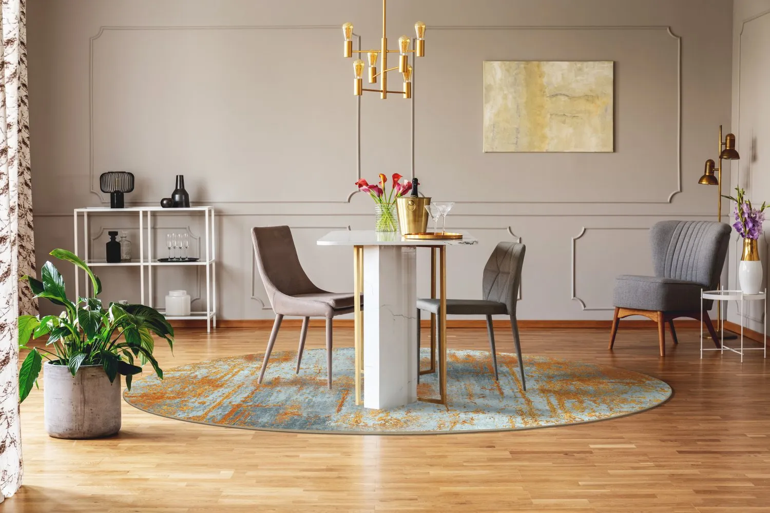 Round rug - Kebira (brown/blue)
